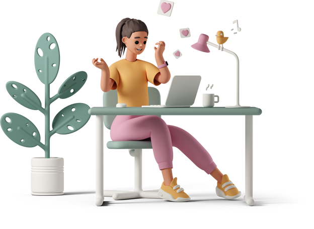 Mujer trabajando con computadora